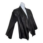 JM Collection Faux Leather Jacket Coat Draped Black Plus Size M Shoulder Padded Photo 9