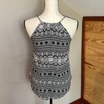 Iz Byer  Black White High Neck Patterned Tank Top Extra Small Photo 2