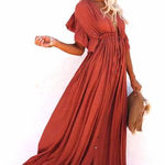 Boutique NEW Womens Sexy Caftan Maxi Boho Long Beach Summer Robe Solid Loungewear Kimono Photo 0