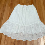 Joie  White Eyelet Embroidered Maxi Skirt Boho Coastal Cotton Ruffle Skirt Size L Photo 0