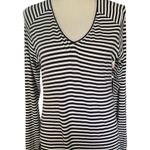 Soft Surroundings Striped Long Sleeve Shark bite hem top. Sz.M Black Size M Photo 1
