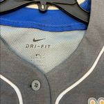 Nike Womens  Dry Short Sleeve Button Down Shirt Gray Sz SM MLB Kansas City Royals Photo 3