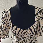 SheIn Zebra print silky sweetheart neck line puff sleeve smocked back blouse Photo 1