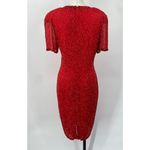 Vintage Oleg Cassini Beaded Silk Mini Dress Short Sleeves Cocktail Red Womens 6 Photo 7