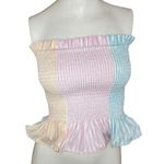 Petersyn Marianna Tutti Smocked Ruffle Tube Top Womens Small Striped Beach NWT Pink Photo 0