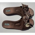 OKABEE FLIP FLOPS COPPER WITH Leopard print Tie SIZE ML 8/9 RARE USA Made Brown Photo 4