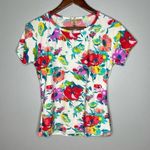 Bleu Rod Beattie Women's Floral Short Sleeve swim Rashguard Medium White Multi Photo 1