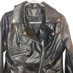 Faux Leather Size Medium‎ Women's Jacket Flare Back With Zippers Biker Mob wife Black Photo 1