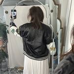 PacSun  90s Oversized Athletic Varsity Jacket Black Size XS/S Photo 6