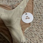 PilyQ NWT  Sandstone Basic Ruched Bikini Bottom Shimmer Glitter- Size Medium Photo 3