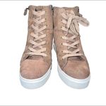 Steve Madden tan faux suede high top sneakers with side zip & faux laces size 7 Photo 1