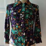 Vintage Japanese Floral Shaket•sz S Black Photo 0