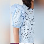 English Factory  Baby Blue Ruffle Puff Sleeve Cotton Eyelet Top Size Large Photo 1