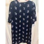 Old Navy  Navy Blue Floral Print Lace Up Ruffle Sleeve Tunic Dress Women's Size L Photo 4