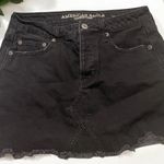 American Eagle  Black Denim Button Fly Skirt Size 4 Photo 0