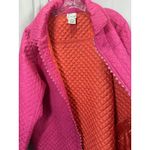 Quacker Factory Jacket Womens XL Pink Quilted Silk Full Zip Rhinestone Trim Photo 3