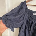 Old Navy  Womens Shirt Blouse Blue Floral Embroidered Smocked Back Size XXL Photo 4