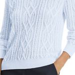 Theory  light blue Women’s linen blend Cable Knit Sweater size L NWT Photo 2