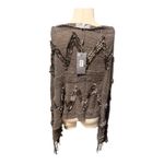 Pretty Angel  gray purple poncho with fringe one size Photo 2