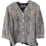 Silkland 100% silk size 14 animal print button front jacket. Tan Photo 0
