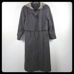 VTG Fleet Street Women's Vintage Black Trench Coat Rain Jacket Size 12 90's Gray Photo 1