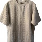 Saints Studio Women's Knit Top Size Large Beige Cable Knit Pattern Photo 0