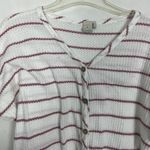 Paper Crane Waffle Knit Striped Knot Front Top Size M Button Down Photo 2
