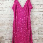 Retrofête Retrofete Billy Sequin Dress in Knockout Pink Size XL NWT Spaghetti Straps Photo 1