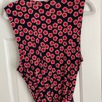 Leota ‎ Sleeveless V Neck Romper Tie Waist Navy Floral 2L (2X) Photo 7