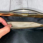 Vintage clasp clutch w/small metal carry handle black & gold Photo 6