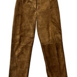 Brandon Thomas 100% Leather Brown Suede Pants High Rise Straight Leg Womens 6 Photo 0
