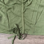 Mango  WOMEN Ruched Short‎ Sleeve Square Neck Cropped Tee - Size M - Green - NWT Photo 5