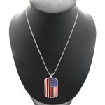 American Flag Dog Tag Necklace - Stainless Steel - USA Veteran, Gift Photo 0