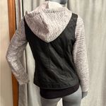 Joujou women’s moto jacket faux leather hooded zipper bikercore black/gray Goth Black Photo 4