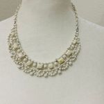 Shabby Chic White Painted Statement Necklace 8" drop Photo 2