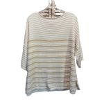 Time & Tru White/Tan Striped Chunky Knit Short Sleeve Sweater Size XL/2XL Tan Photo 4