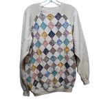 Hanes Vintage  Women's Cream quilted patchwork Crew Neck Sweater Size XL Photo 1