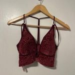 PINK - Victoria's Secret Victoria’s Secret PINK Burgundy Velvet Floral Bralette Top Size Medium Photo 0