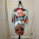 NTM: Mei Ye Si Da Kimono Style Short Blue & Roses Floral Print Robe Size OS Photo 8
