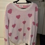 Pink Heart Knit Sweater Size L Photo 0
