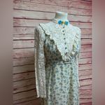 Vintage Floral High Neck Crochet Long Sleeve Prairie Dress Photo 3