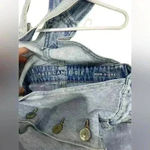 American Eagle Outfitters Blue Jean Mom Overalls Woman Sz 2 Short Light Wash Photo 5