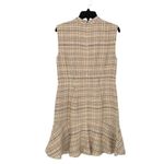 Ann Taylor  Tweed Mock Neck Flounce Dress Cream Black Size 8 NWT‎ Photo 3