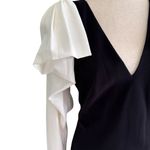 Tadashi Shoji Black/White Long Sleeve Dress Black Tie Gala Formal Holiday sz M Photo 5