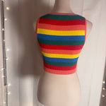 DaintyByBey Rainbow Striped Heart Cutout Crop Tank Top Stretchy Red Size M Photo 1