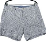 L.L. Bean Womens Favorite Fit Seersucker Patchwork Shorts Blue White 12 Mid Rise Photo 0