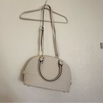 Anne Klein Shimmer Down Dome Satchel Off White Double Handle Minimalist Purse Photo 5
