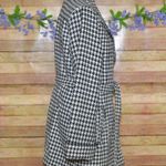 Jou Jou Womens 1X Belted Houndstooth Black & White Pea Coat Jacket Warm Stylish Photo 5