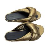 Balenciaga Drapy Gold Leather Slip On Slide Sandals Photo 5