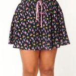 Unique Vintage NWT Black Ditsy Floral Print Elastic Banded Skort MEDIUM Photo 0